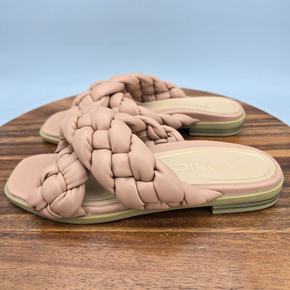 Vionic Kalina Sandals Womens 6.5 Braided Cross Strap Open Toe Orthotic Slides - Picture 3 of 7